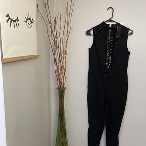 Black V Plunge Jumpsuit